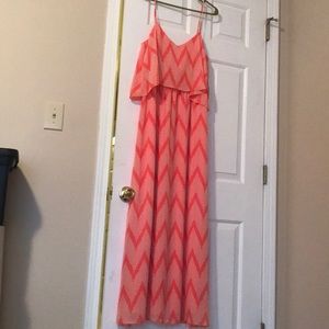 Pink and coral maxi dress